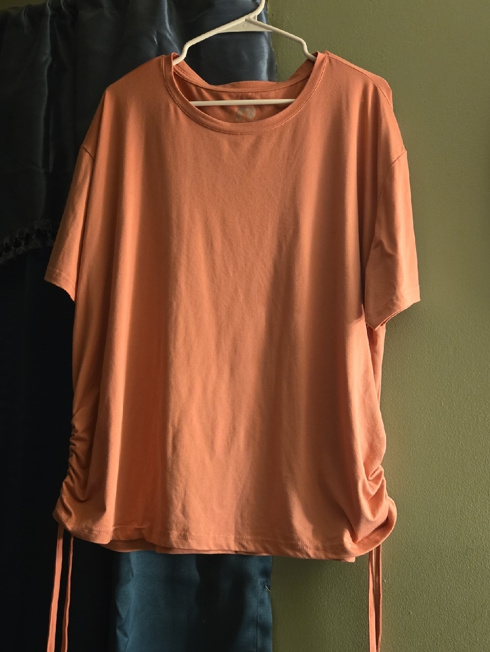 Women's Short Sleeve Drawstring Tee - Peach